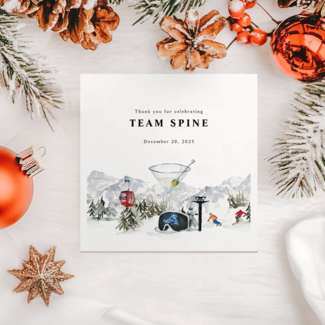 Ski Bachelorette Watercolor Gondola & Cabin Napkins (Creator Uploaded)