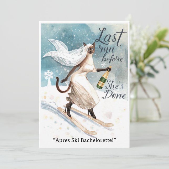 Ski Bachelorette Weekend Bride on the Slopes Invitation (Standing Front)