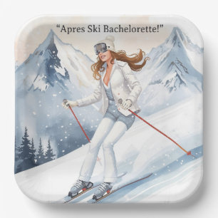 Ski Bachelorette Weekend Bride on the Slopes Paper Plates