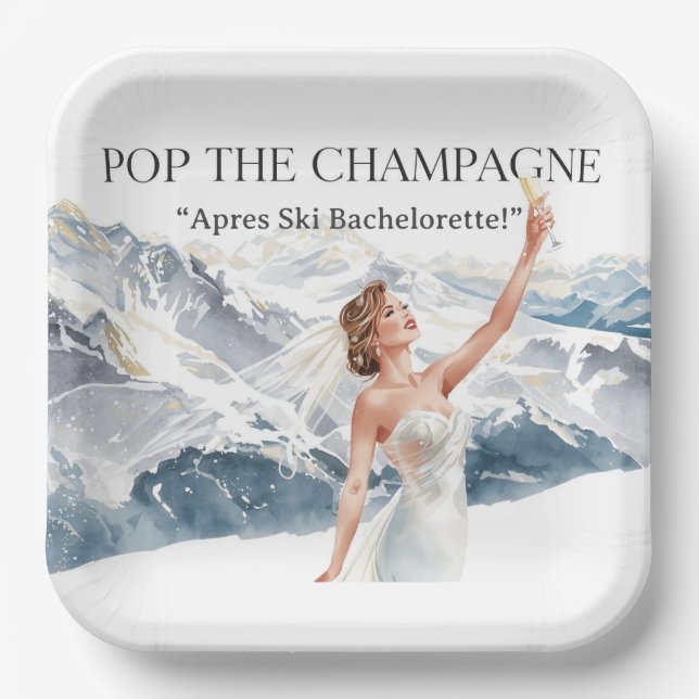 Ski Bachelorette Weekend Bride on the Slopes Paper Plates (Front)