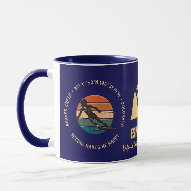 Ski Beaver Creek, Colorado - Lady Skier On Dark Mug (Left)
