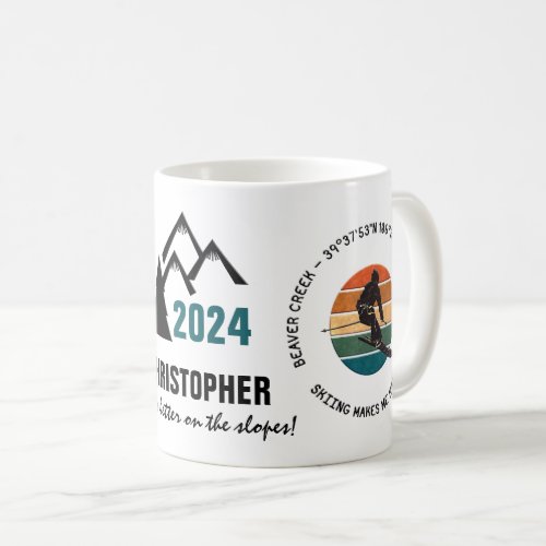 Ski Beaver Creek Colorado _ Man Skier Black Text Coffee Mug