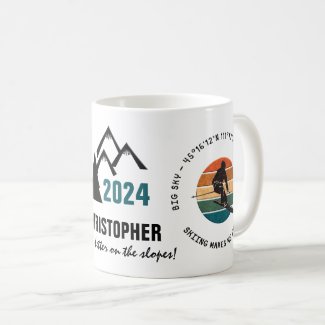 Ski Big Sky, Montana - Man Skier, Black Text