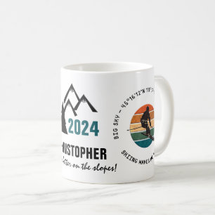 Ski Big Sky, Montana - Man Skier, Black Text Coffee Mug