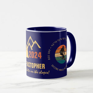 Ski Big Sky, Montana - Man Skier, Yellow Text Mug