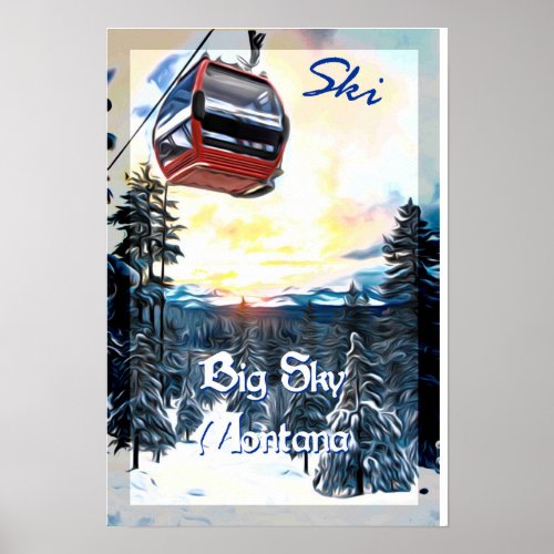 Ski Big Sky Montana Travel Poster