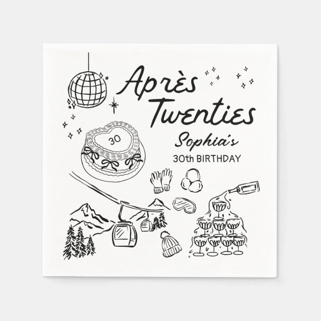 Ski Birthday Party Apres Twenties Napkins (Front)