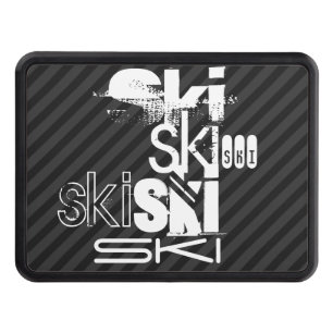Ski; Black & Dark Gray Stripes Hitch Cover