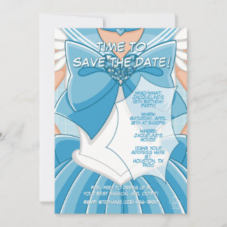 [SKI] Blue Magical Girl Birthday Invitation
