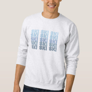 ski blue text sport mens sweatshirt