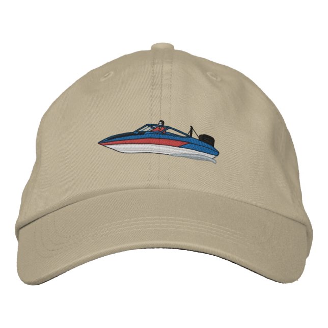 Ski Boat Embroidered Baseball Hat (Front)
