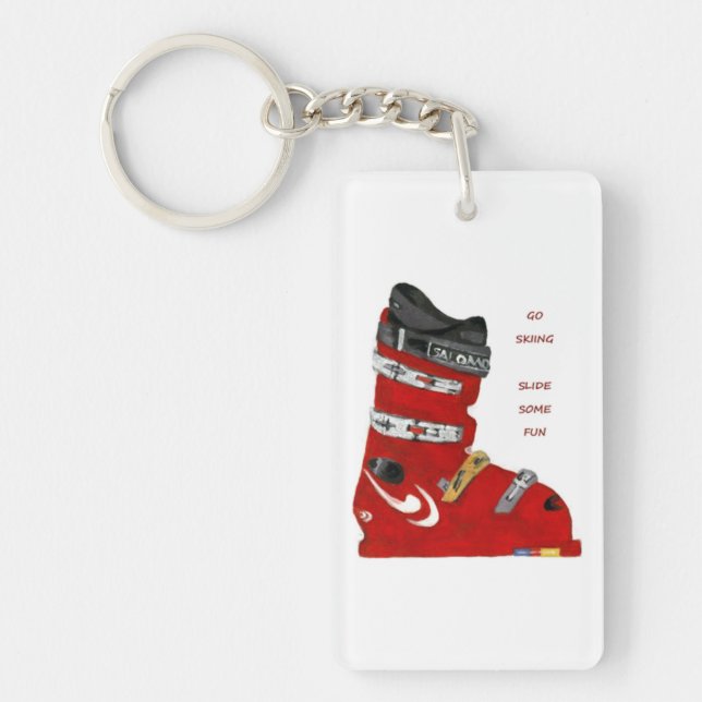 ski boot go skiing slide some fun keychain (Front)