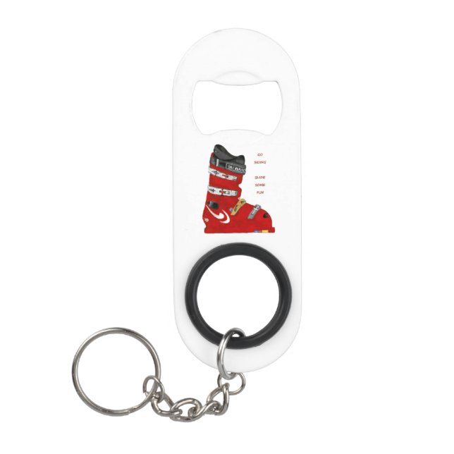 ski boot go skiing slide some fun keychain bottle opener (Front)
