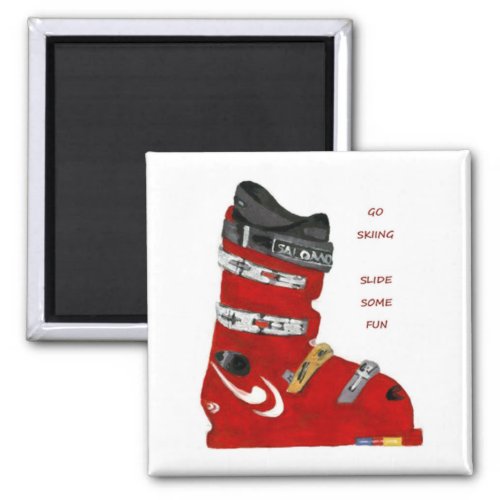 ski boot go skiing slide some fun magnet