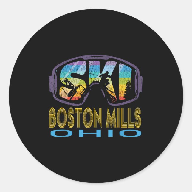 Ski Boston Mills Ohio Skiing Vacation  Classic Round Sticker (Front)