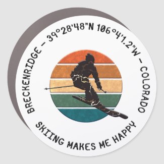 Ski Breckenridge, Colorado - Man Skier, Black Text