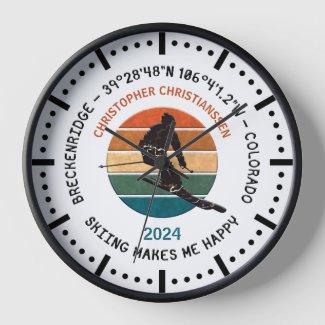 Ski Breckenridge, Colorado - Man Skier, Black Text