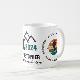 Ski Breckenridge, Colorado - Man Skier, Black Text