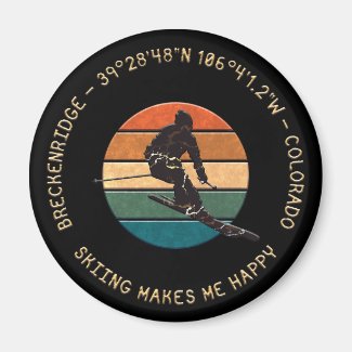 Ski Breckenridge, Colorado - Man Skier, Gold Text