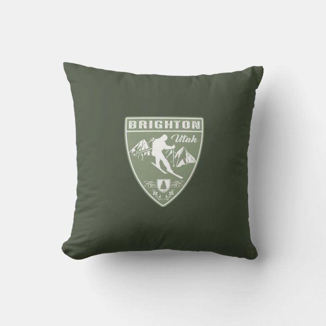 Ski Brighton Utah Throw Pillow (Front)