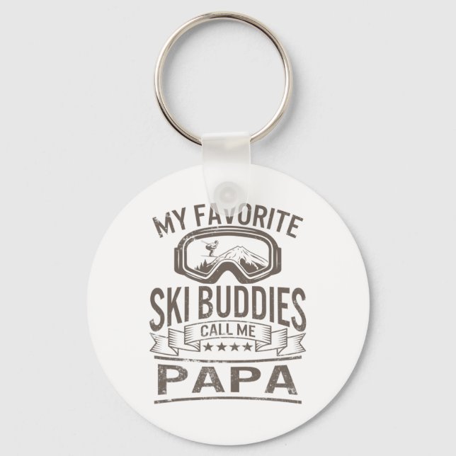 Ski Buddies Papa Skiing Goggles Snowboarding Grand Keychain (Front)