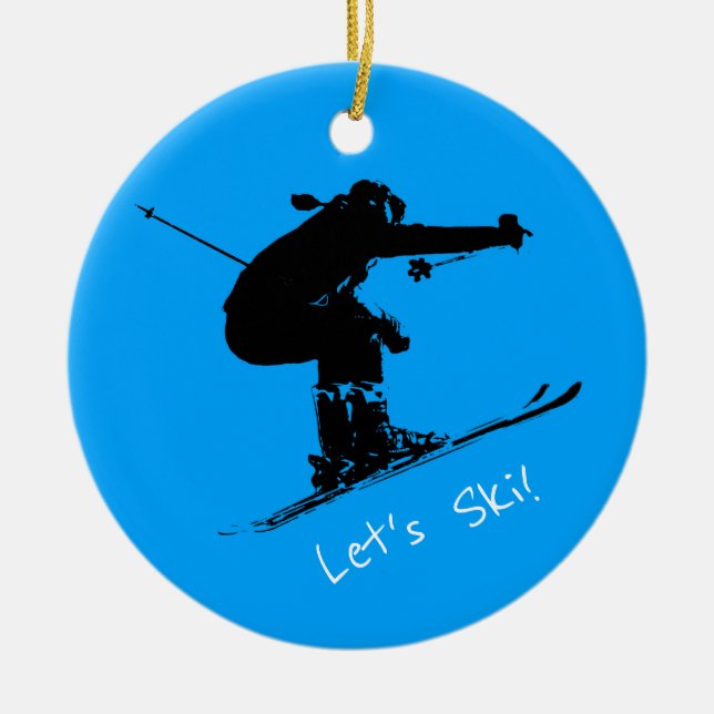 Ski Bum - Downhill Skier Ceramic Ornament (Front)