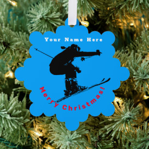 Ski Bum - Downhill Skier Ornament Card