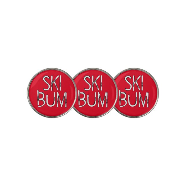 Ski Bum Skis Golf Ball Marker (3 Up)