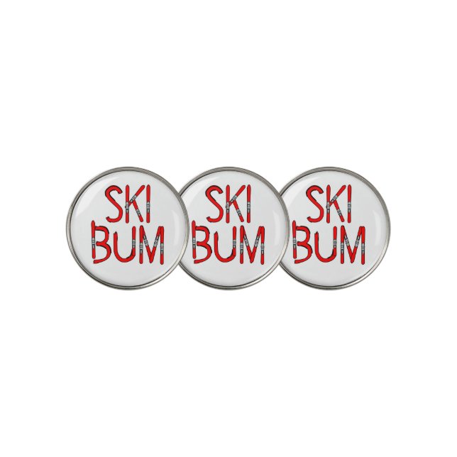 Ski Bum Skis Golf Ball Marker (3 Up)