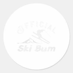 Ski Bum T Shirt - Official Ski Bum Skiiing Shirt Classic Round Sticker