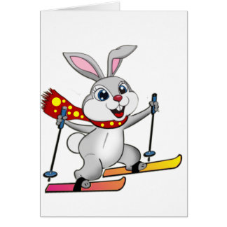 Ski Bunny - Funny and Cute Cartoon Cards