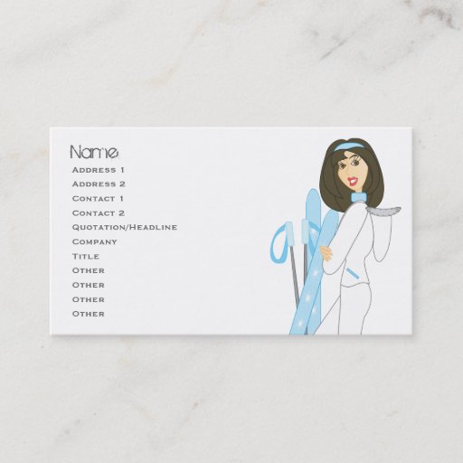 Customizable Ski Cards-Brunette Business Card