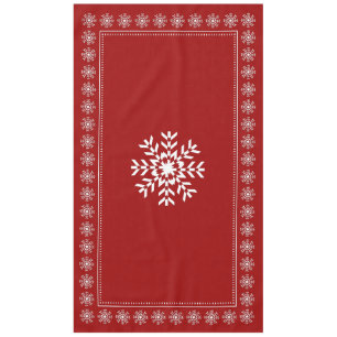 Ski Chalet Christmas Red and White Snowflake Tablecloth