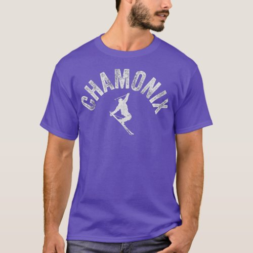 Ski Chamonix Mont Blanc Skier France Vintage T_Shirt