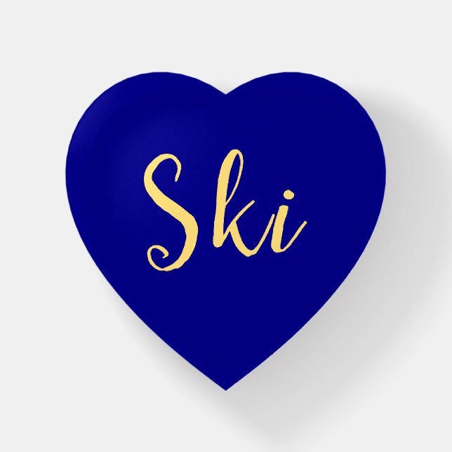 SKI Chic Festive Script Bold Royal Blue Background Paperweight (Front)