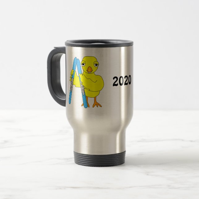 Ski Chick Travel Mug (Front Left)