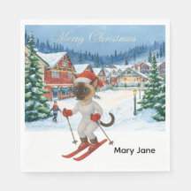 Ski Christmas for Santa Siamese Cat Lovers Snowy
