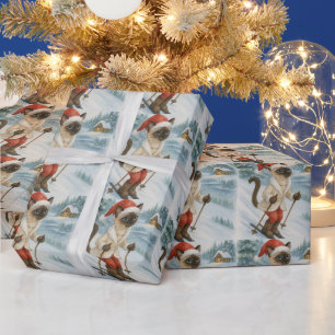 Ski Christmas SiameseCat CatLovers Winter Holiday Wrapping Paper
