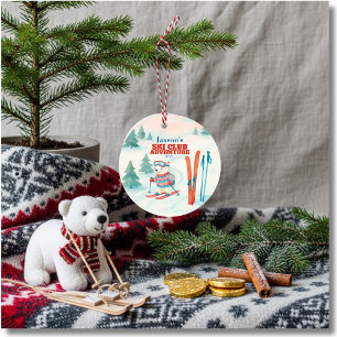 Ski Club Adventure Baby Polar Bear Ceramic Ornament