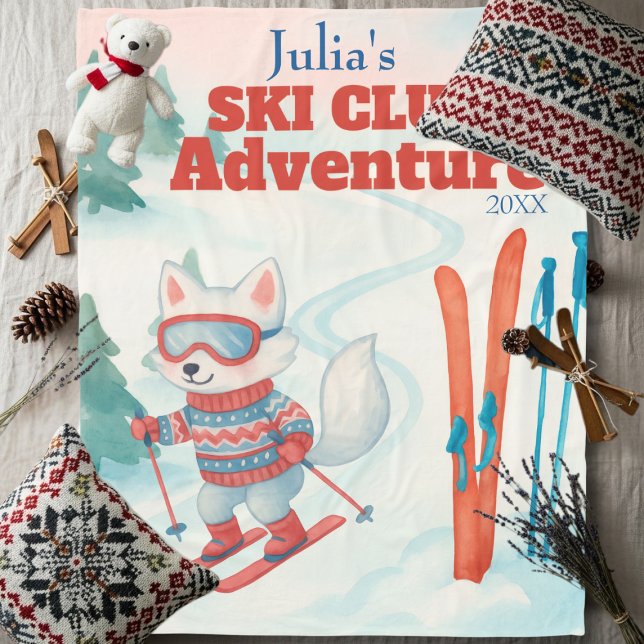 Ski Club Adventure Name Arctic Fox Fleece Blanket (Ski Club Adventure Name Arctic Fox Fleece Blanket)