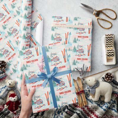 Ski Club Après Bébé  Polar Bear  Wrapping Paper