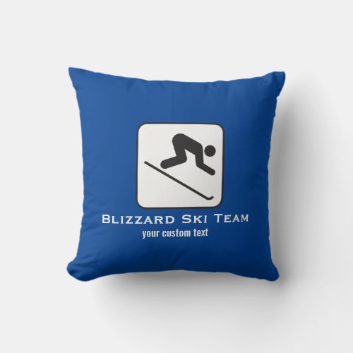 Ski Club Ski Team Custom Downhill Alpine Skiing Throw Pillow