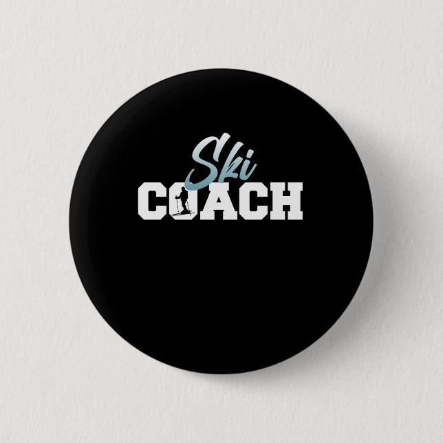 Ski Coach Skiing Skier Snowboard Winter Sports Button (Front)