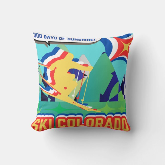 SKI Colorado  Throw Pillow (Front)