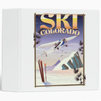 Ski colorado vintage travel poster 3 ring binder