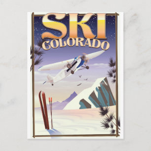 Ski colorado vintage travel poster postcard