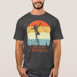 Ski Cortina d'Ampezzo, Italy Vintage Snow Skiing V T-Shirt
