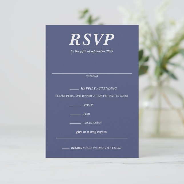 Ski Couple Food Choices and Song Request RSVP Card (Standing Front)
