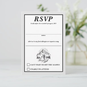 Ski Couple Wedding RSVP Card