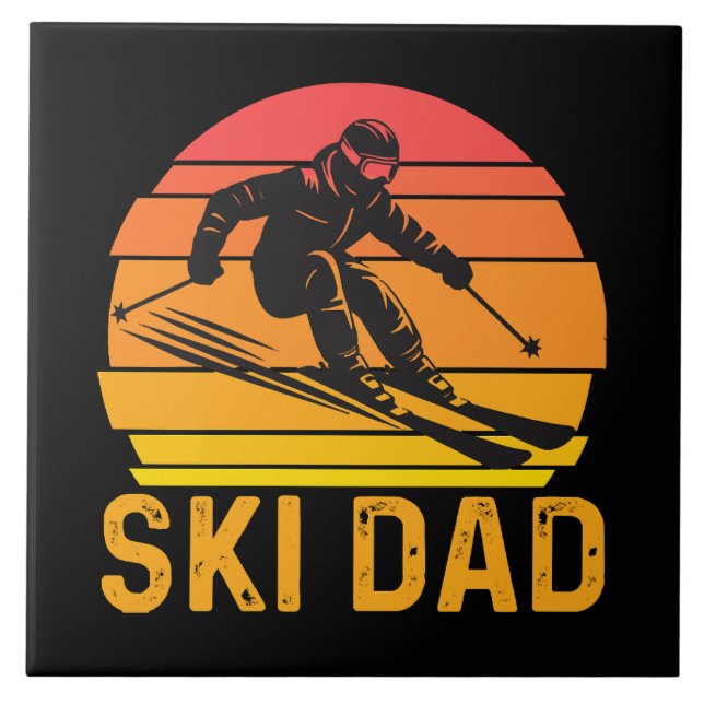 ski dad ceramic tile (Front)